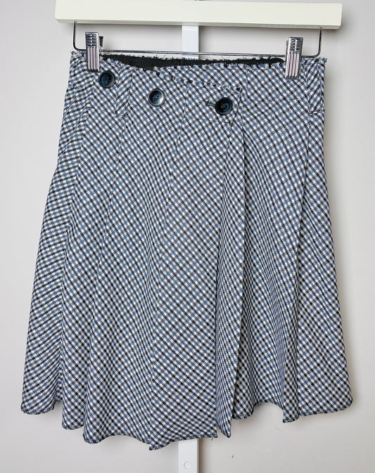 Women Size XS Maje Blue Houndstooth Viscose Skirt