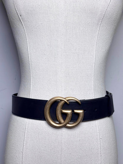 Gucci GG Marmont 85-34 Wide Black Leather Belt