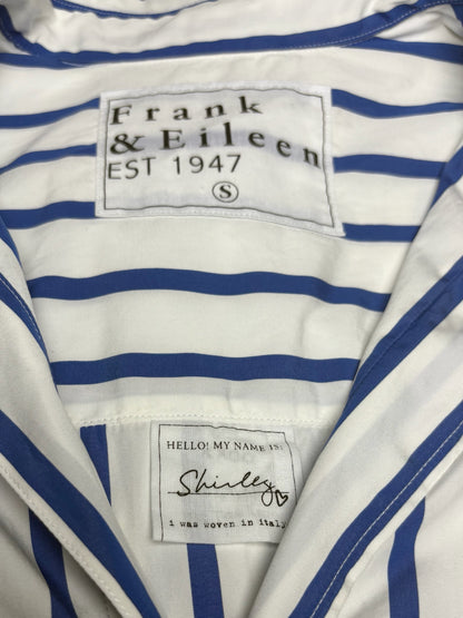 Women Size S Frank & Eileen Shirley White & Blue Stripe Pure Cotton Pre-Owned Blouse