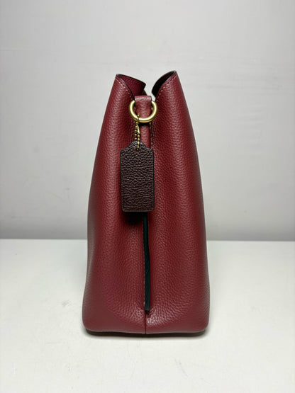 Women's Coach Willow C2590 Berry Colorblock Leather Pre-Owned Medium Shoulder Crossbody Bag