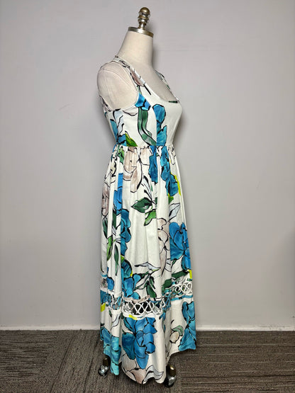 Women Size 4 Aje White Floral/Botanical Print Cotton Pre-owned Midi Dress