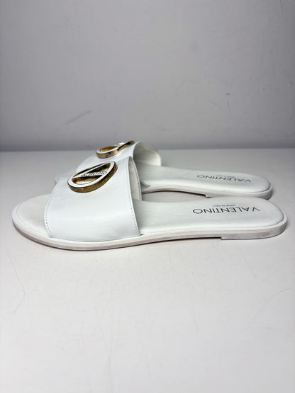 W Shoe Size 8 Mario Valentino White Leather Cowhide Women's Sandals