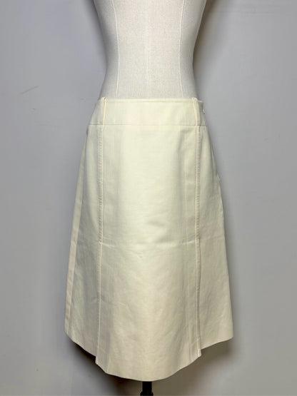 Women Size 44 (10, US) Loro Piana Ivory Pure Silk Pre-owned Knee Length Skirt