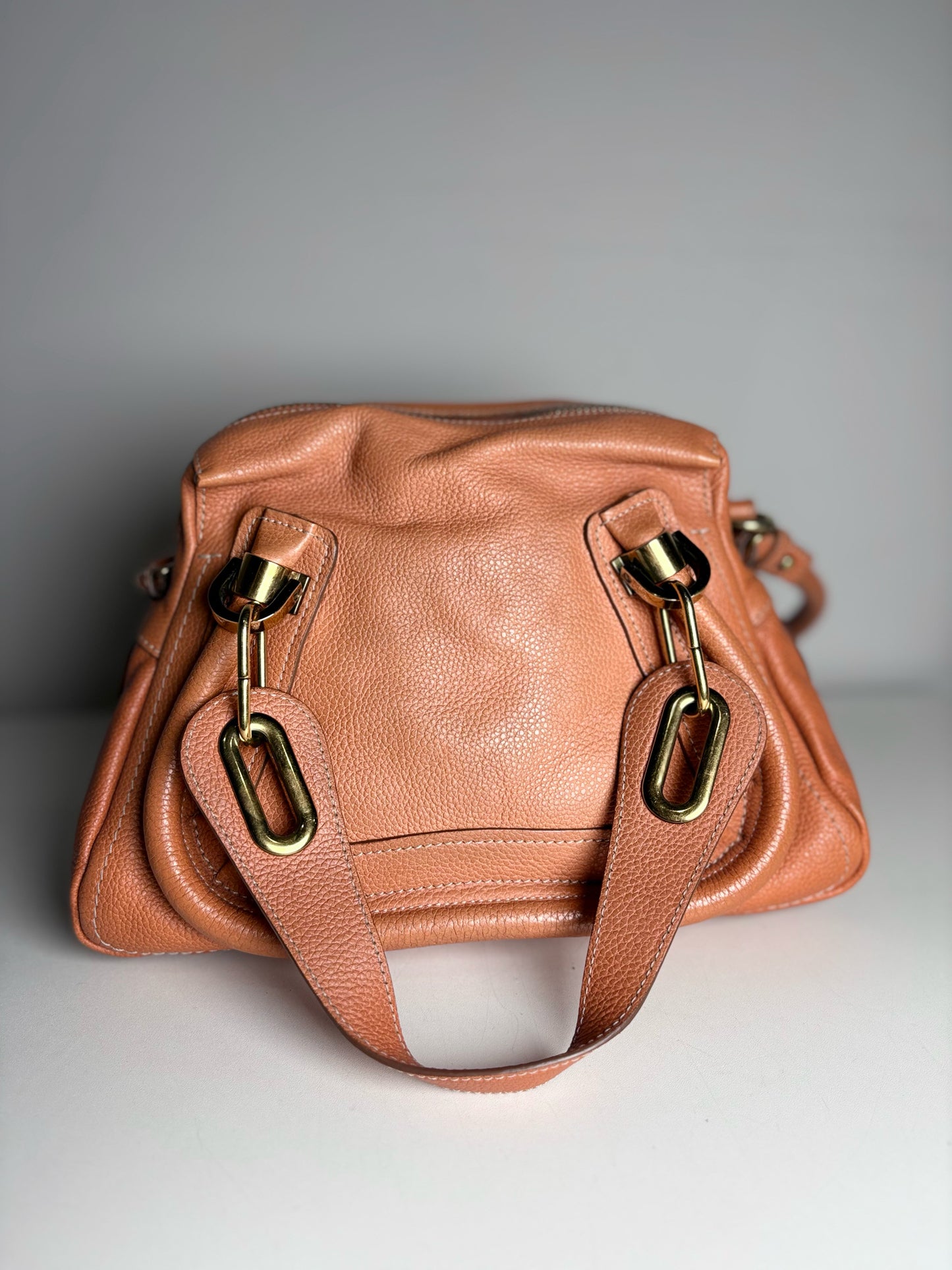 Chloe Paratay Small Roll Top Leather Satchel Orange Pre-owned Bag