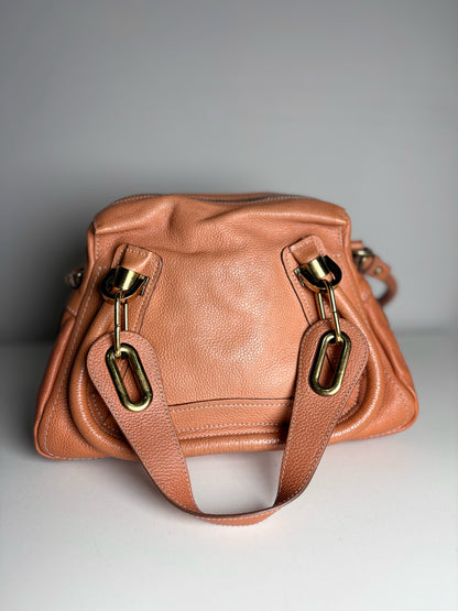 Chloe Paratay Small Roll Top Leather Satchel Orange Pre-owned Bag