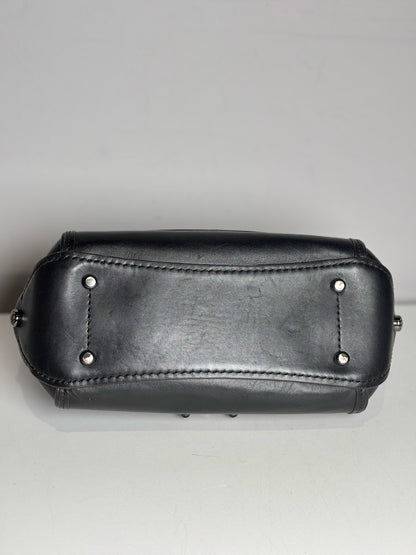 Women's Coach #54079 Willow Floral Leather Pre-owned Black Top Handle Rare Bag