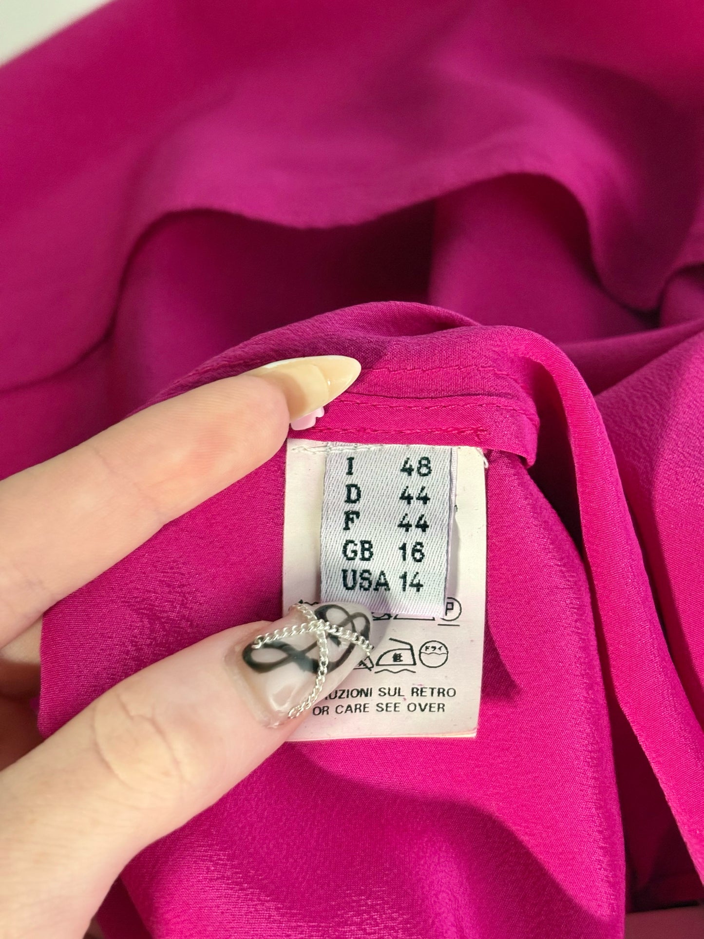 Women Size 14 Moschino Hot Pink Solid Women's Pure Silk Pre-owned Blouse