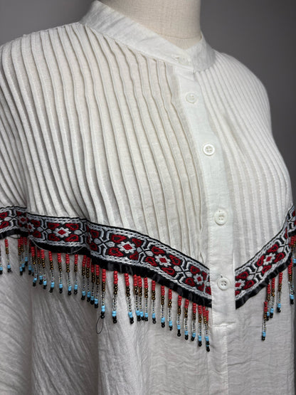Size 2 (XS/S) Ron David White Solid Women's Pure Cotton Pre-owned Blouse
