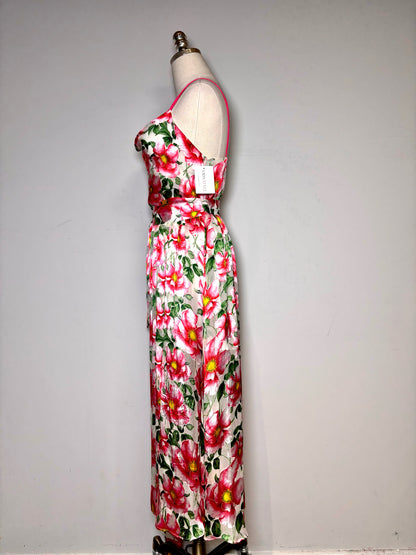 Women Size 2 Alice + Olivia White, Pink, Green Floral Silk Blend Pre-owned Dress