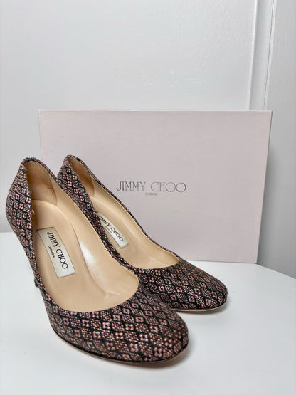 W Shoe Size 36.5 (6.5 US) Jimmy Choo Pink Canvas/Tapestry Pump