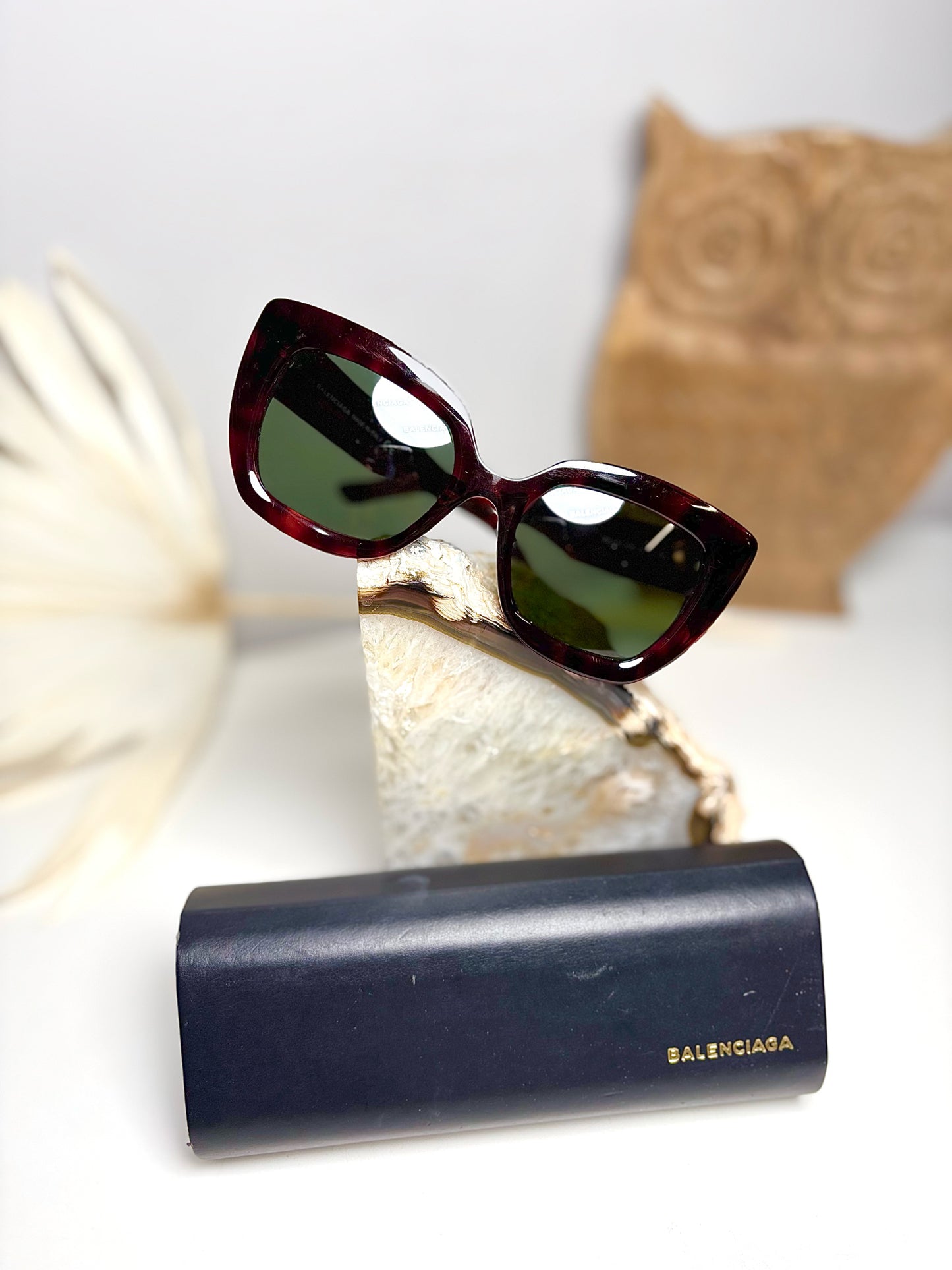 Balenciaga Brown Tortoiseshell Sunglasses w/Logo Watermark Lenses