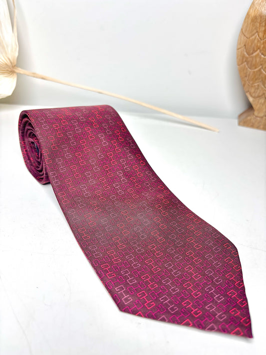 Gucci Burgundy Silk Logo Men's Tie