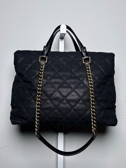 Leather Chanel Quilted Vintage Pre-owned Black Large Purse