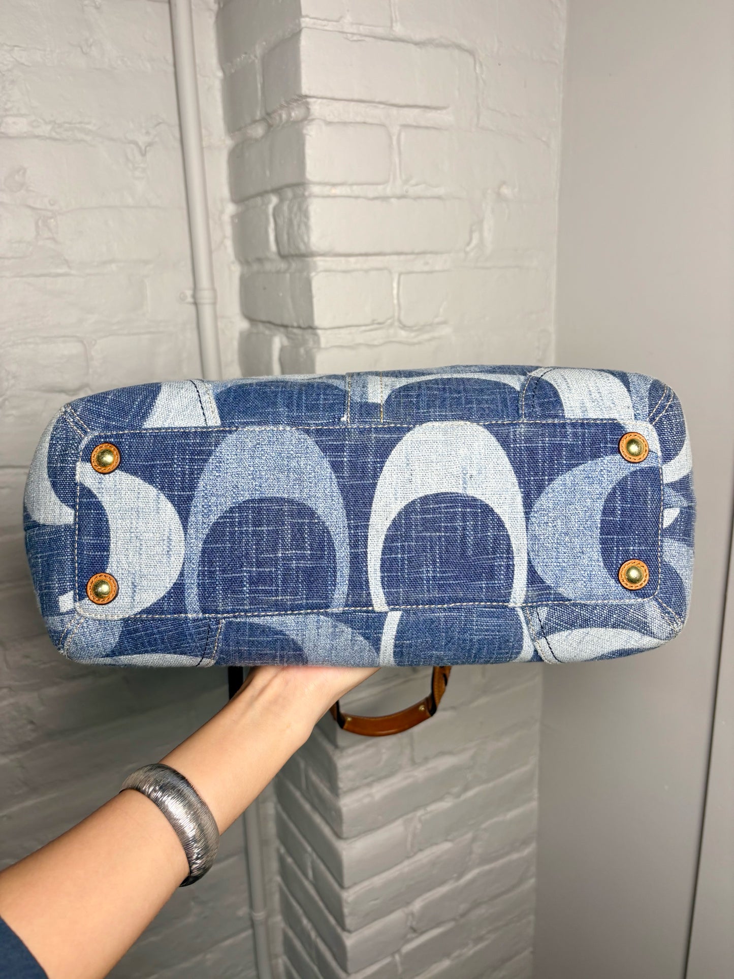 Coach Monogram Vintage Denim Blue Monogram #12195 Purse