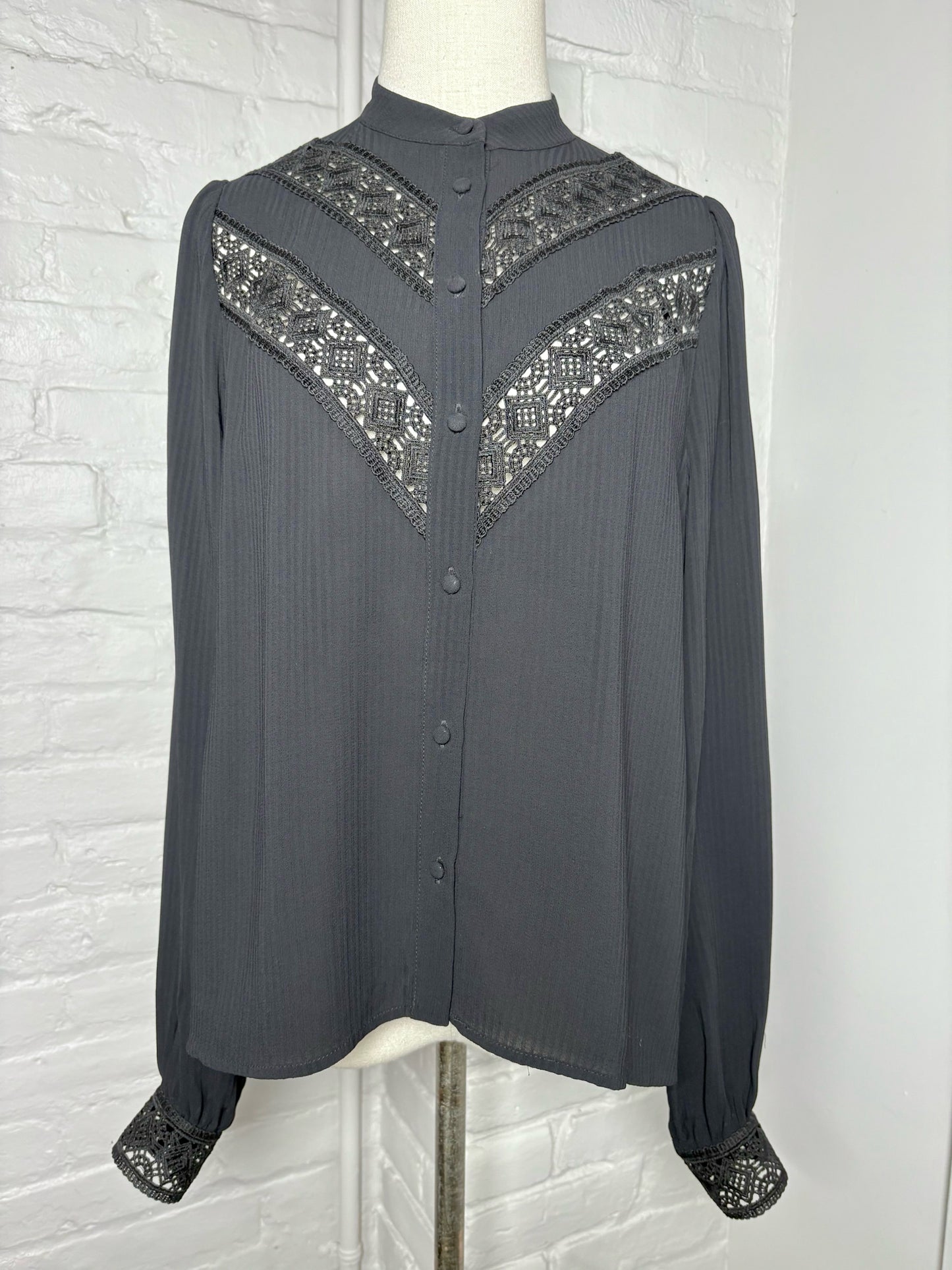 Women Size 36 (2) Sezane Black Solid Viscose Blouse
