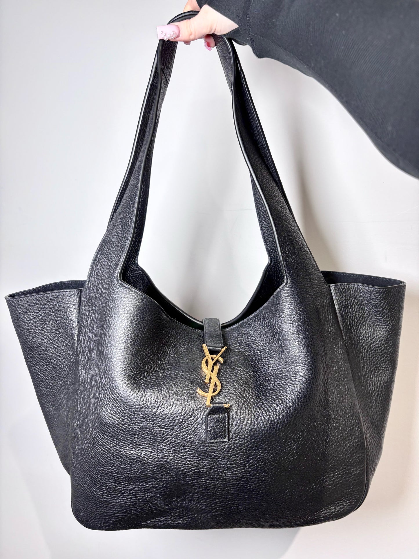 Leather Yves Saint Laurent Black Deer Skin Large Purse