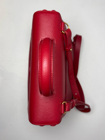 Women's Authentic Polène Numéro Un Red Pebbled Leather Pre-Owned Top Handle Crossbody Bag