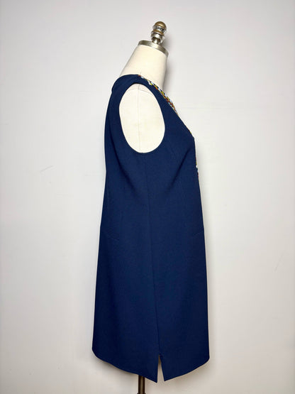 Women Size 8 Tory Burch Sophia Blue Embroidered, Beaded Pre-owned Dress