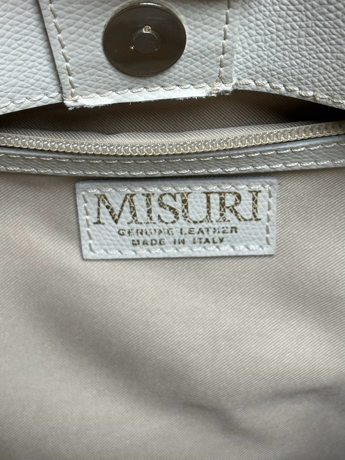 Women's Misuri Firenze Bone Neutral Hand-Stitched Italian Leather Pre-Owned Satchel Bag