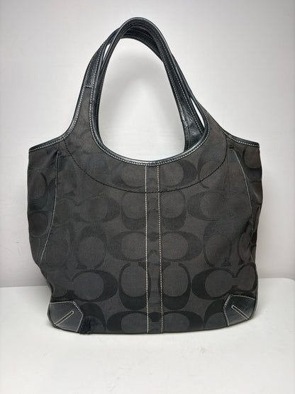 Women's Coach Ergo Signature 10767 Black Monogram Canvas Vintage Rare Pre-Owned Large Tote