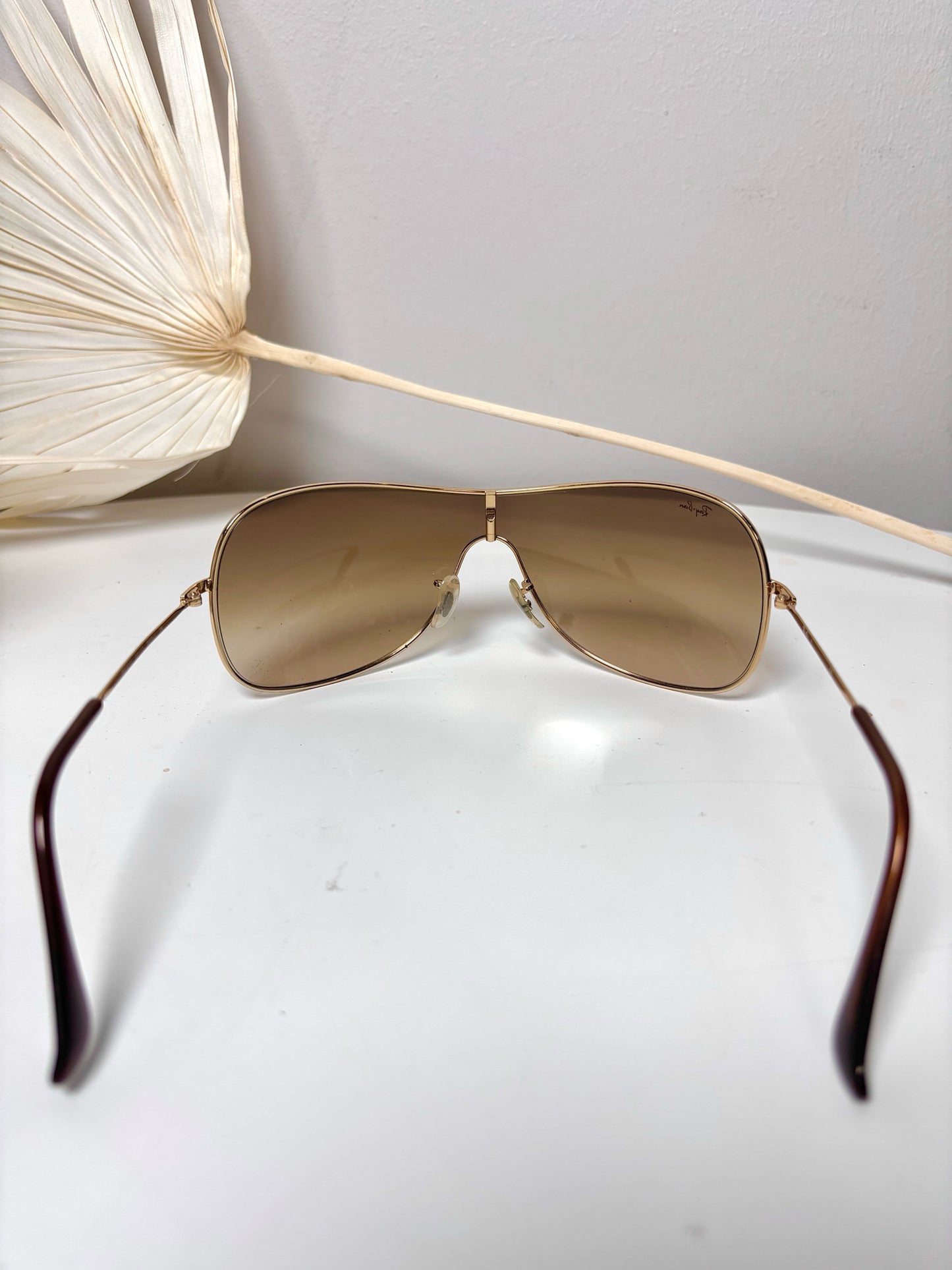 Metal Ray Ban Brown, gold Sunglasses