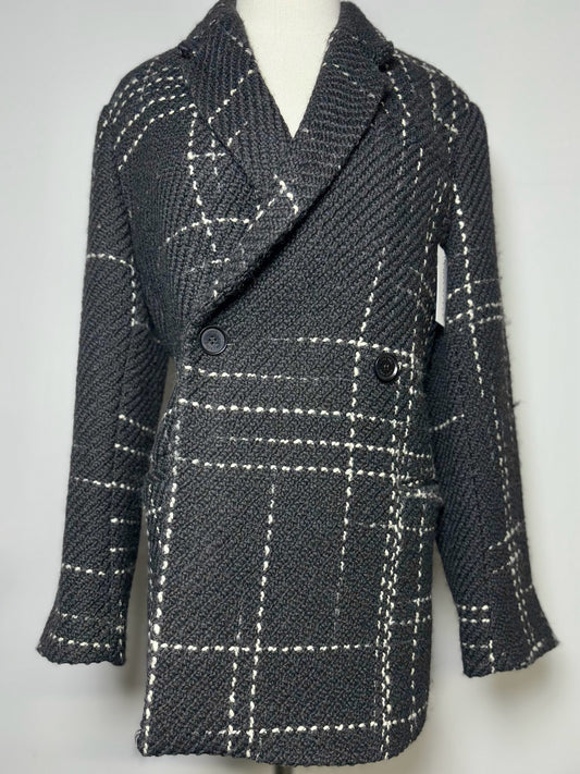 Women Size XS Anine Bing Black Plaid Wool Blend Coat