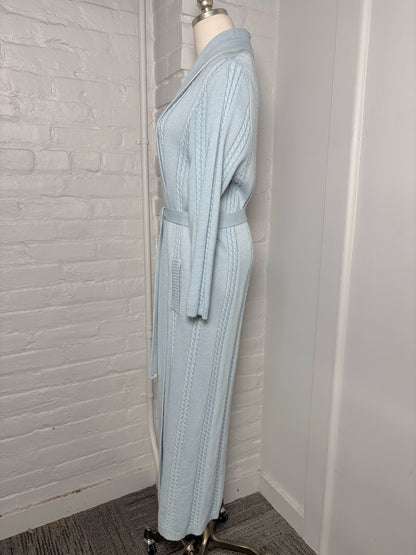 Women Size L No Label Baby Blue Solid Cotton Duster Sweater