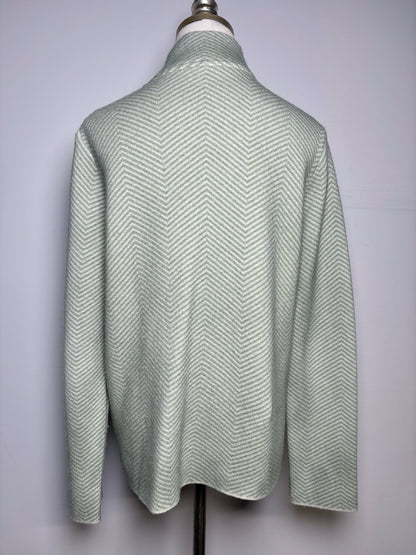 Women Size 42 ( 6 US) Adesi Pistachio Green Chevron Cashmere Pre-owned Sweater