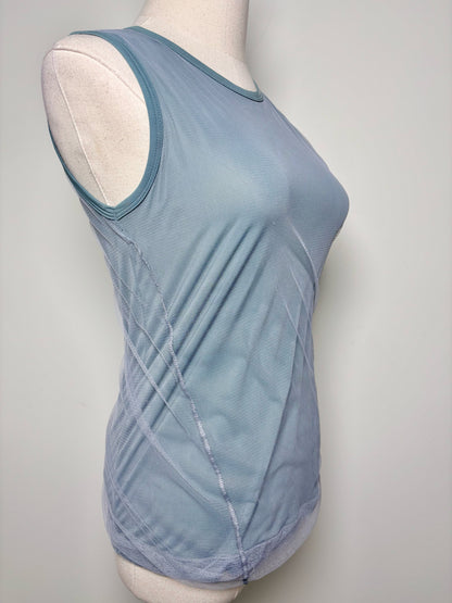 Women Size 38 (2 US) Barbara Bui Blue Mesh Overlay Muscle/Sleeveless Shirt