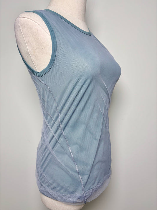 Women Size 38 (2 US) Barbara Bui Blue Mesh Overlay Muscle/Sleeveless Shirt