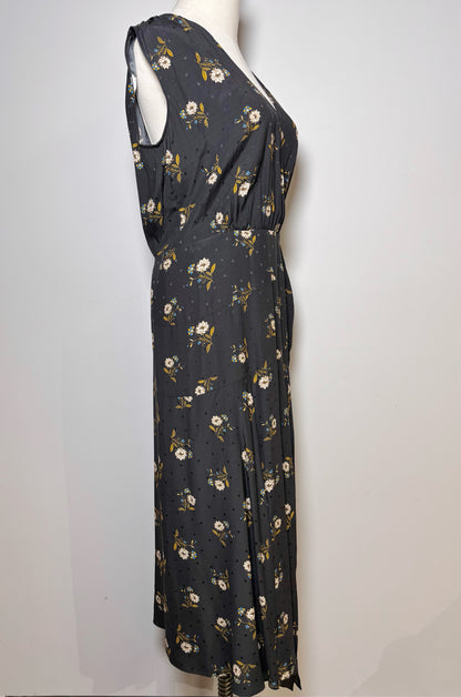 Women Size 10 Veronica Beard Black Floral Midi Silk Blend Dress