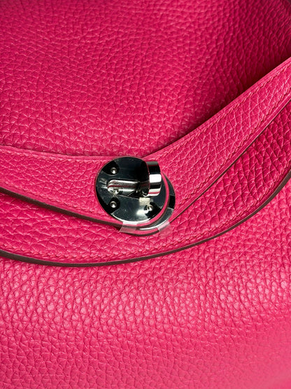 Hermes Taurillon Clemence Lindy 26 Pink Pre-owned Extreme Rose Bag