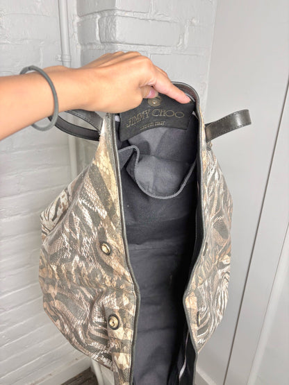Jimmy Choo Animal Print Canvas Tote Bag