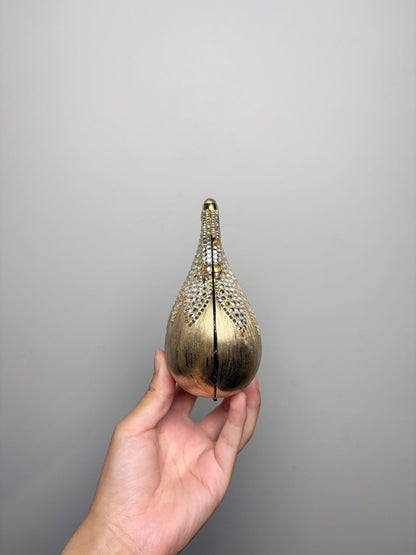 Judith Leiber Swarovski Crystals Metal Gold Chatelaine Minaudiere Clutch