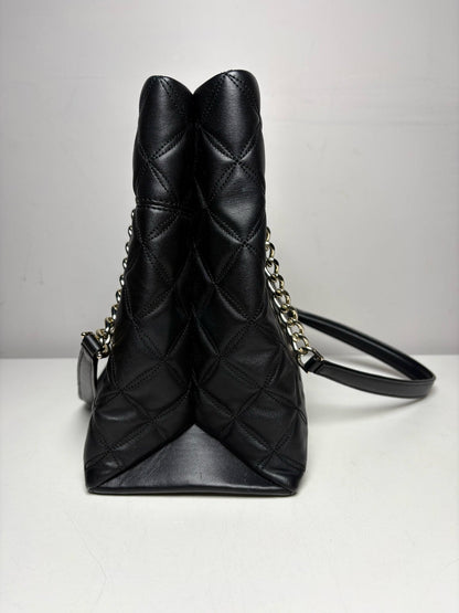 Kate Spade New York Diamond Quilt Leather Pre-owned Black Carey Tote Bag