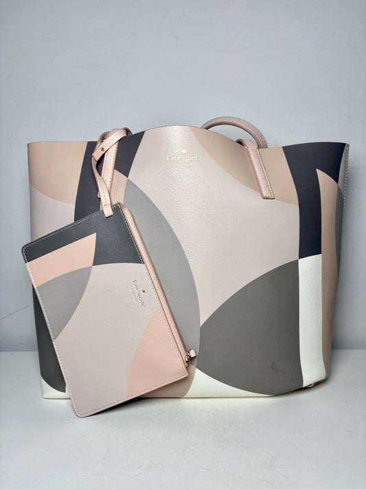 Kate Spade New York Print/Solid (Reversible) Pure Leather Pre-owned Tote Bag