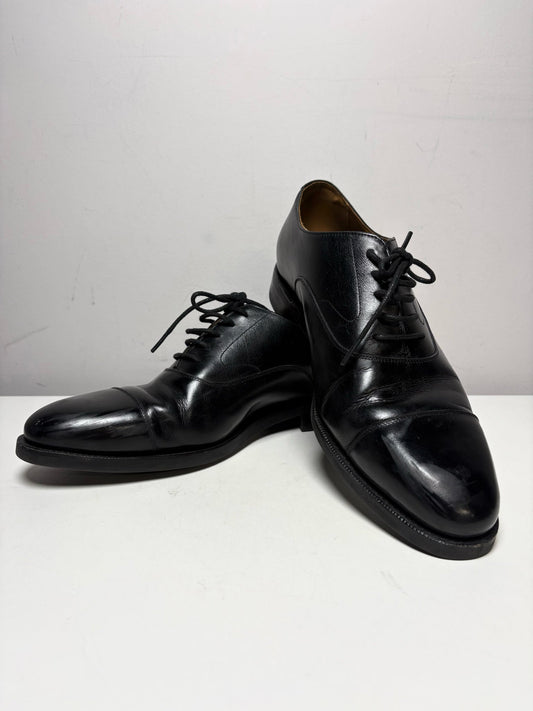 Men Shoe Size UK 8 Meermin Black Calf Leather Pre-Owned Cap-Toe Oxford Shoes - VIDA STYLE SHOP