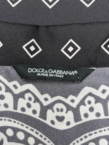 Black, White Men Size 44 (US XL) Authentic Dolce & Gabbana Black & White Bandana Print Pure Silk NWT Pre-Owned Shirt