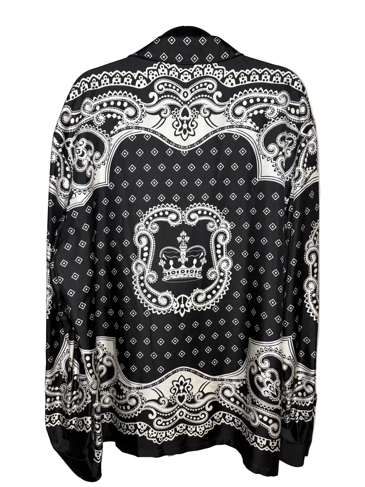 Black, White Men Size 44 (US XL) Authentic Dolce & Gabbana Black & White Bandana Print Pure Silk NWT Pre-Owned Shirt