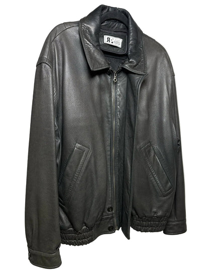 Black Men Size 54 IT (US 44 / XL Est.) Roberto Pierguidi Black Pebble Leather Vintage Rare Pre-Owned Bomber Jacket