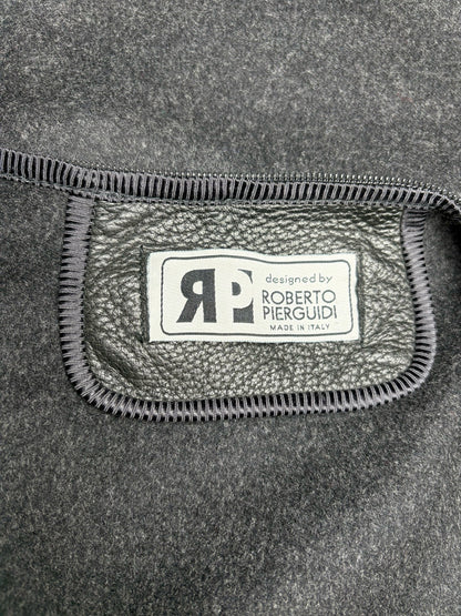 Black Men Size 54 IT (US 44 / XL Est.) Roberto Pierguidi Black Pebble Leather Vintage Rare Pre-Owned Bomber Jacket