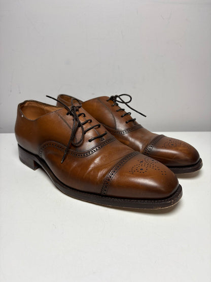 Tan Men's Ralph Lauren Purple Label Tan Burnished Calfskin Pre-Owned Denver Dress Shoes