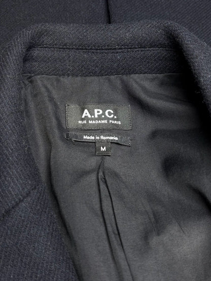 Men's Size M APC Black Wool Blend Pre-Owned Single-Breasted Car Coat - VIDA STYLE SHOP