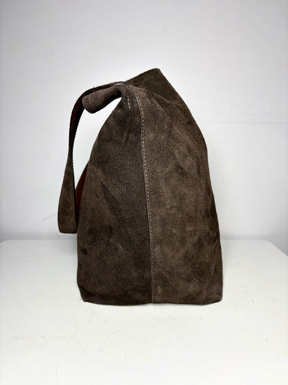 Simons Brown Suede Leather Shoulder Bucket Bag Pre-owned
