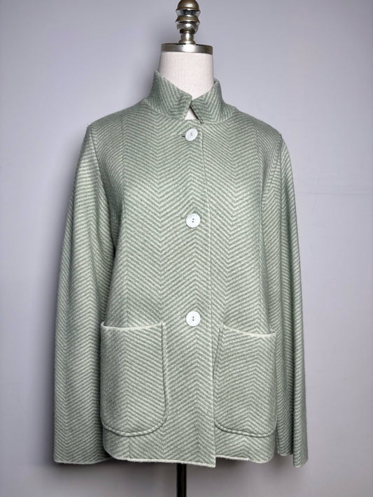 42 ( 6 US) Size 42 ( 6 US) Adesi Pistachio Green Chevron Women's Cashmere Pre-owned Sweater