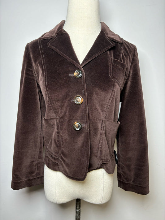 Size XS-S Piazza Sempione Brown Solid Cotton, Viscose, Lycra Women's Blazer