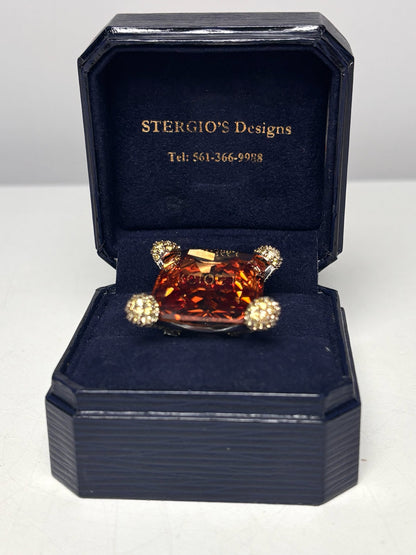 Sterling Silver Citrine Sz 6 20 Carats Sterling Silver Cocktail Ring