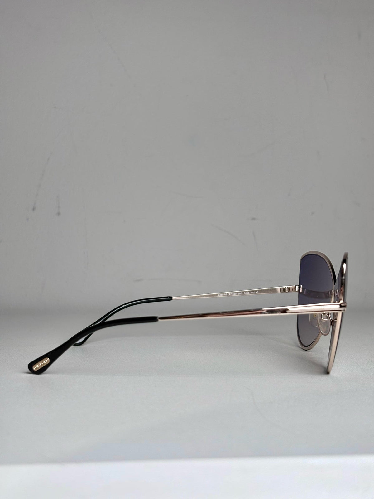 Tom Ford TF569 Rose Gold Elise Women's Pre-owned Silver Metal Sunglasses