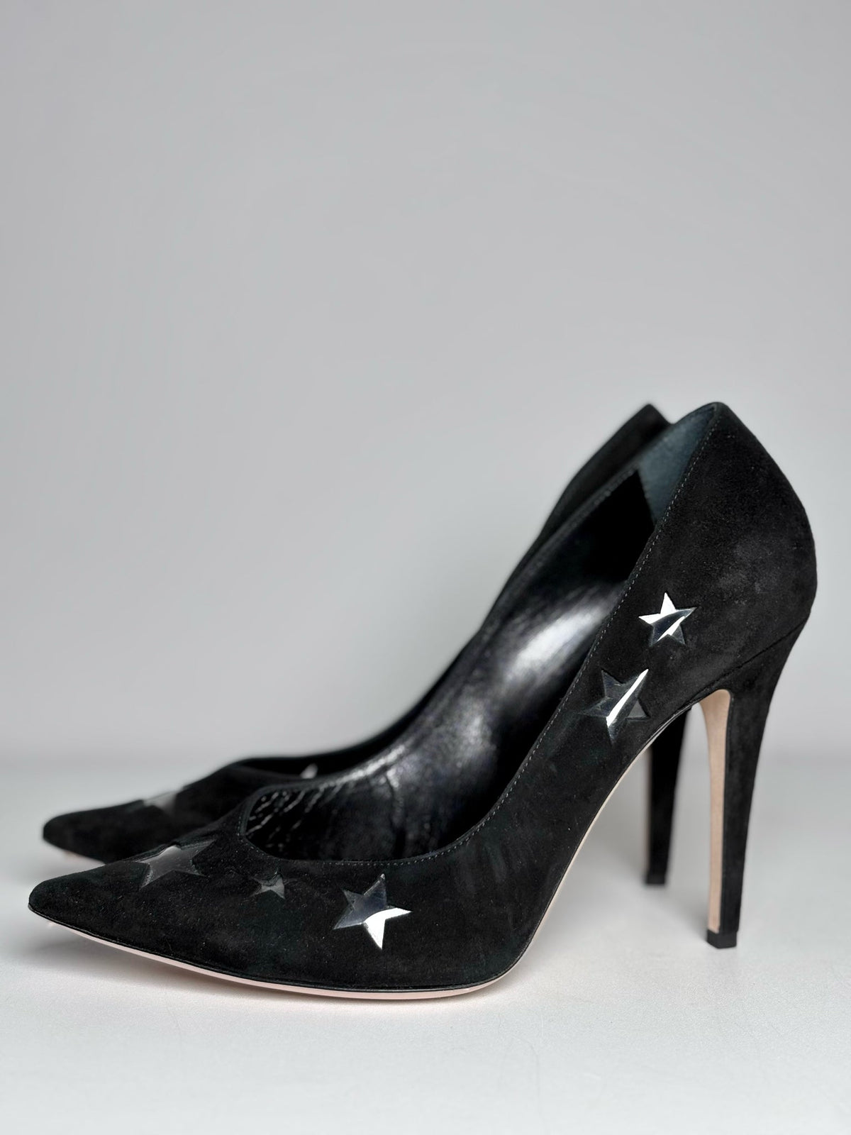 Black W Shoe Size 37.5 (7 US) Tamara Mellon PVC Stars Black Suede Pre-owned Heels