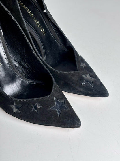 Black W Shoe Size 37.5 (7 US) Tamara Mellon PVC Stars Black Suede Pre-owned Heels